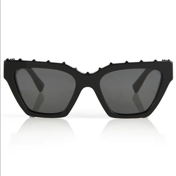 Valentino Women's Black Rockstud Cat-eye Sunglasses